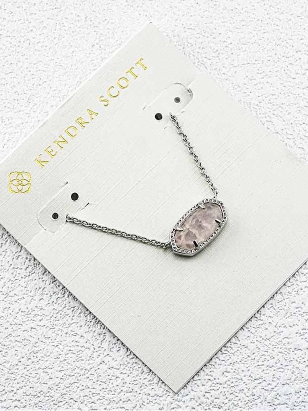 Kendra Scott Silver Necklace with Blush Pink Stone